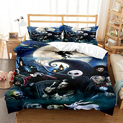 Aolxozy Nightmare Before Christmas Duvet Cover Set with Pillowcase for Children Anime Bedding Sets for Boys and Girls von Aolxozy