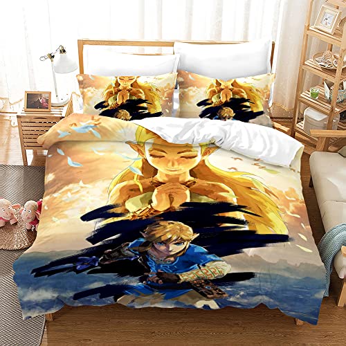 Aolxozy Zelda Cuddly Duvet Cover Set with Pillowcase for Children Anime Bedding Sets for Boys and Girls (Single,15) von Aolxozy