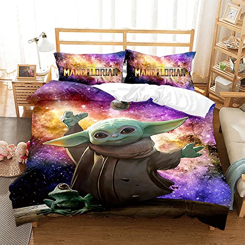 Duvet Cover Set Star War with Pillowcase for Children Anime Mandalorian Yodababy Bedding Sets for Boys and Girls (Double,4) von Aolxozy