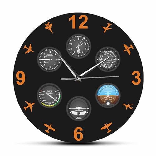 Aolyty Batterie-Wanduhr, Fluginstrument, Flugzeug, Dekoruhr für Zuhause, Büro von Aolyty
