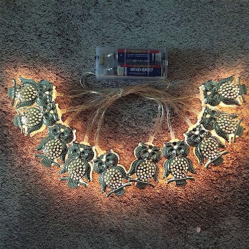 Aolyty LED Eule-Lichterkette, batteriebetrieben, Halloween Weihnachtsdekoration, Warmweiß Lichterkette für Party, Garten, Weihnachten, Hochzeit, Beleuchtung, Zimmer (1.6 m mit 10LED, Batterie) von Aolyty