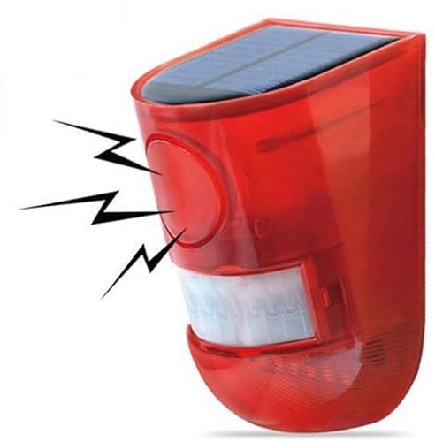 Aolyty Solare Sicherheitsleuchten, Alarm für den Bewegungsmelder im Freien, Sirenenton des Detektors, LED-Warnung Stroboskop blinkendes rotes Licht wasserdichtes Gerät (Rot) von Aolyty