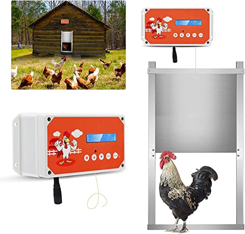 Aomdom Automatische Hühnerklappe Hühnerstall öffner Kit Hühnerhaus 30 x 60cm,Türöffner Hühnerstall mit Zeitschaltuhr & Lichtsensor für Smart Home Farms, Fernbedienungen von Aomdom