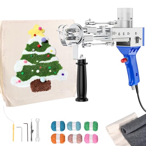 Aomdom Tufting Gun, 5-40 Steps/S Tufting Gun Cut and Loop 7-21 mm Teppich Tufting Kit Elektrische Tufting Gun Teppich Beflockung Teppich Home DIY Tools (Anzug) von Aomdom
