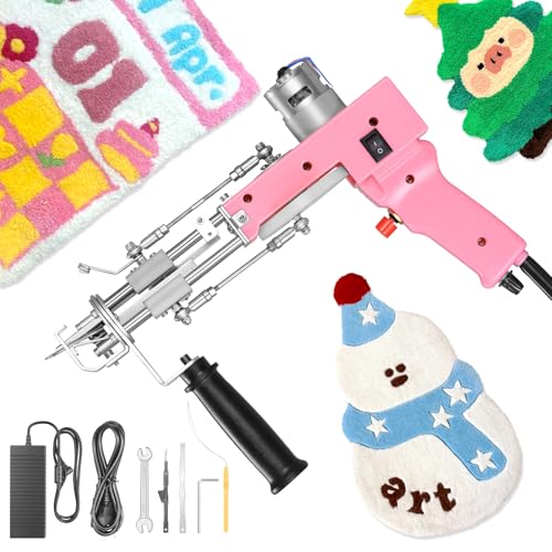 Aomdom Tufting Gun 2 in 1 5-40 Steps/S Elektrische Tufting Gun 7-21mm Einstellbare Tufting Gun Teppichstrickmaschine zum Basteln Teppiche Kleidung Rosa von Aomdom