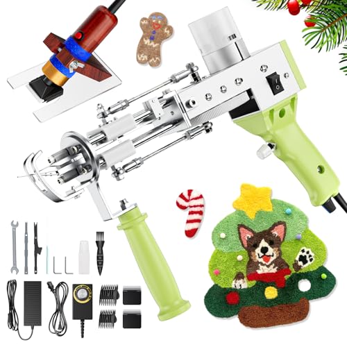 Tufting Gun 2 in 1,Aomdom Tufting Pistole 7 – 21 mm Elektrische Tufting Machine 5 – 40 Punkte/Sekunde Tufting Kit Cut & Loop Pile für elektrische Teppiche Weihnachten Halloween von Aomdom