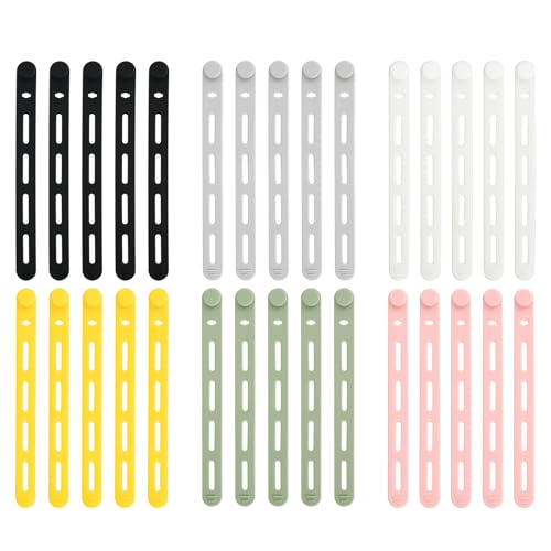 30 Stück Silikon Kabelbinder, Wiederverwendbar kabel organizer, Verstellbare Kabelbinder für Heim- und Reiseladekabel, Audiokabel und Netzwerkkabelaufbewahrung（Mehrfarbig (130 MM) von Aomhrek