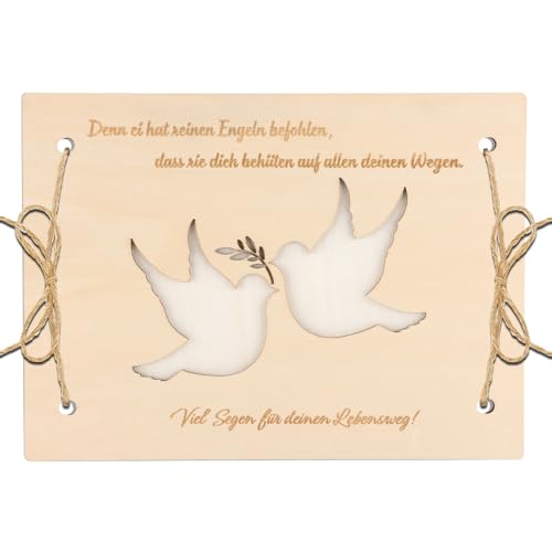 Aomhrek Holzgeschenk Taufgeschenk für Jungen Mädchen Taufgeschenk Geldklammer (20.5 * 15 cm) (Taube) von Aomhrek