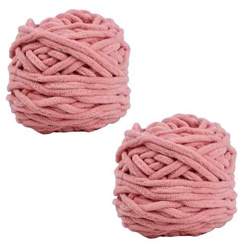 Makramee Garn 2er Set, Textilgarn, Wolle zum Häkeln, Handstrickgarn, Häkelgarn, Rosa Wolle Zum Stricken und Häkeln, Doppeltes Strickgarn (50 m Insgesamt) von Aomhrek