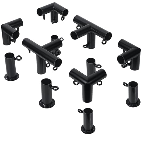 Aoneky 3,5 cm (1 3/8 Zoll), 4/6/8/10 Beine, flache Oberseite, Eck-Vordach, Kupplungs-Set, Rahmen-Carport-Anschlüsse (6-Bein mit Fußpolster) von Aoneky