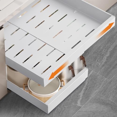 2 Stück Teleskopschublade, Ausziehbare Schublade KüChe,KüChenschrank Organizer für KüChenschräNke, Schubladen Organizer,Kein Bohren und Nageln Erforderlich KüChenschublade von Aonext