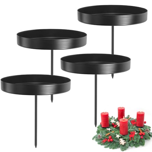 Kerzenhalter Adventskranz 8cm 4er,Kerzenteller für Adventskranz Stumpenkerzen,Kerzenständer Metall Schwarz mit Dorn stabkerzen Halter für Kerzen Weihnachten Deko Tischdeko Kerzenhalter Adventskranz 8cm 4er,Kerzenteller für Adventskranz Stumpenkerzen,Kerzenständer Metall Schwarz mit Dorn stabkerzen Halter für Kerzen Weihnachten Deko Tischdeko von Aongray