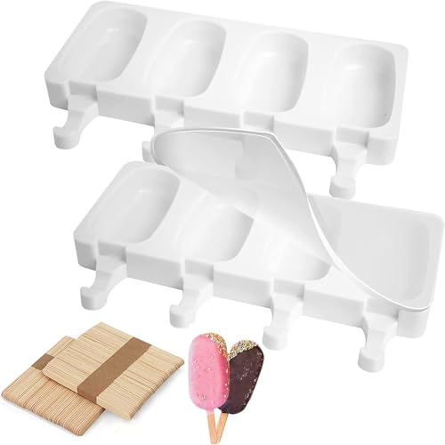 Aonveki Eisformen Eis am Stiel, Eisformen Silikon, 8 Popsicle Formen mit 100 Holzstielen, Stieleisformen, BPA Frei Kuchen Eis am Stiel Backform, Selber Machen Dessertform für Kinder Erwachsene (Groß) Aonveki Eisformen Eis am Stiel, Eisformen Silikon, 8 Popsicle Formen mit 100 Holzstielen, Stieleisformen, BPA Frei Kuchen Eis am Stiel Backform, Selber Machen Dessertform für Kinder Erwachsene (Groß) von Aonveki