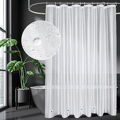 AooHome Duschvorhang 180x180cm Transparent Weiß mit 5 Magnete unten, Wasserdicht Schnelltrocknend Duschvorhänge Antischimmel Vorhang mit 12 Duschvorhangringen für Badezimmer Dusche von AooHome