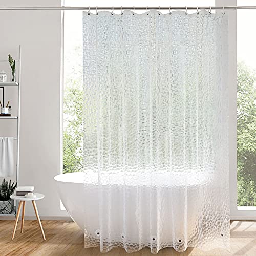 AooHome Duschvorhang Lang, 180x220cm mit 5 Magnete unten, Transparent Antischimmel Wasserdicht Duschvorhänge mit 12 Haken für Badewanne Badezimmer von AooHome