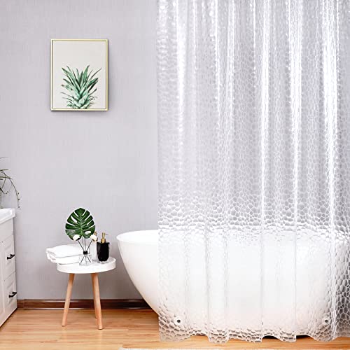 AooHome Duschvorhang Transparent,150x200 mit 5 Magnete unten, Antischimmel Wasserdicht Duschvorhänge Hexagon Muster für Badewanne Bad Vorhang mit 10 Ringe von AooHome