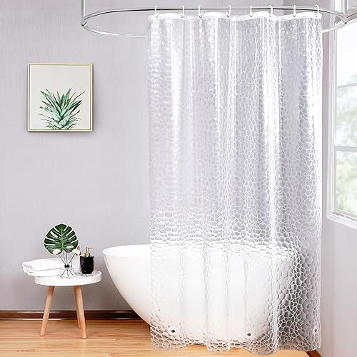 AooHome Duschvorhang Wasserdicht, Duschvorhänge 120x200cm mit 3 Magnete unten, Eva Halbtranspatent 3D Muster mit 8 Ringe, Anti-schimmel für Badewanne Bad Vorhang von AooHome