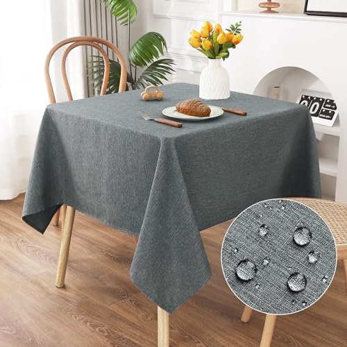 AooHome Tischdecke Abwaschbar, Grau Tischdecken 120x120cm Leinen-Optik Tischtuch aus Polyester Wasserabweisend mit Lotuseffekt, Dauerhaft Kratzfest für Wohnzimmer, Esszimmer, Balkon, Garten AooHome Tischdecke Abwaschbar, Grau Tischdecken 120x120cm Leinen-Optik Tischtuch aus Polyester Wasserabweisend mit Lotuseffekt, Dauerhaft Kratzfest für Wohnzimmer, Esszimmer, Balkon, Garten von AooHome