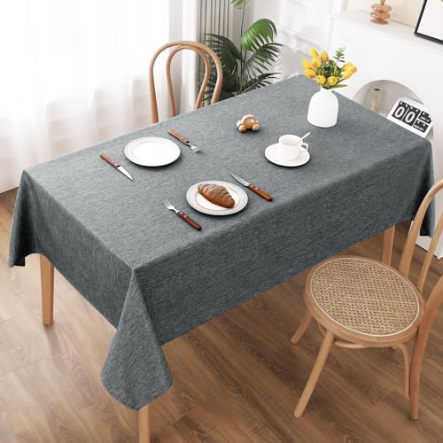 AooHome Tischdecke Abwaschbar, Grau Tischdecken 140x260cm Leinen-Optik Tischtuch aus Polyester Wasserabweisend mit Lotuseffekt, Dauerhaft Kratzfest für Wohnzimmer, Esszimmer, Balkon, Garten AooHome Tischdecke Abwaschbar, Grau Tischdecken 140x260cm Leinen-Optik Tischtuch aus Polyester Wasserabweisend mit Lotuseffekt, Dauerhaft Kratzfest für Wohnzimmer, Esszimmer, Balkon, Garten von AooHome