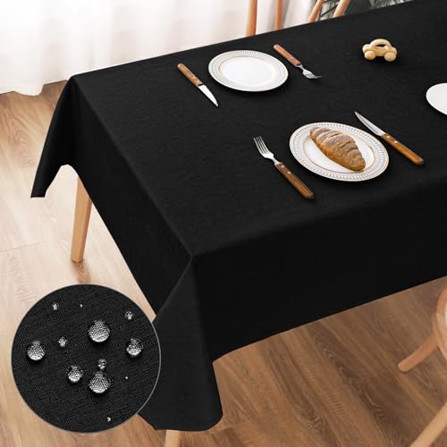 AooHome Tischdecke Abwaschbar, Schwarz Tischdecken 100x140cm Leinen-Optik Tischtuch aus Polyester Wasserabweisend mit Lotuseffekt, Dauerhaft Kratzfest für Wohnzimmer, Esszimmer, Balkon, Garten AooHome Tischdecke Abwaschbar, Schwarz Tischdecken 100x140cm Leinen-Optik Tischtuch aus Polyester Wasserabweisend mit Lotuseffekt, Dauerhaft Kratzfest für Wohnzimmer, Esszimmer, Balkon, Garten von AooHome