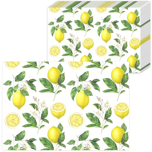 50 Stück Einweg-Tischsets, Zitrone Gelb Papier Platzsets, Sommer Grün Blätter Papier Tischsets 40x28 cm, Einweg-Platzdeckchen für Heimdekoration, Küche, Urlaub, Esstisch, Hochzeit, Geburtstag, Party 50 Stück Einweg-Tischsets, Zitrone Gelb Papier Platzsets, Sommer Grün Blätter Papier Tischsets 40x28 cm, Einweg-Platzdeckchen für Heimdekoration, Küche, Urlaub, Esstisch, Hochzeit, Geburtstag, Party von Aoohaha