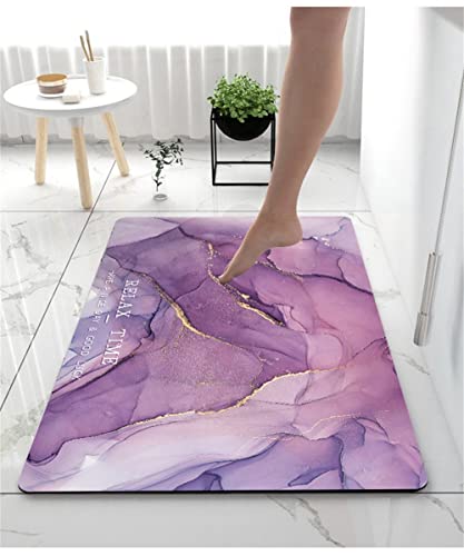 Aoojlo Badematte, Badteppich, 50x80cm Badezimmerteppich, Badvorleger, Duschvorleger, Fußmatte Dusche, Bath Mat, Softmath Badematte, Fussmatte Dusche, Bathroom Mat, Duschvorleger rutschfest Violett von Aoojlo