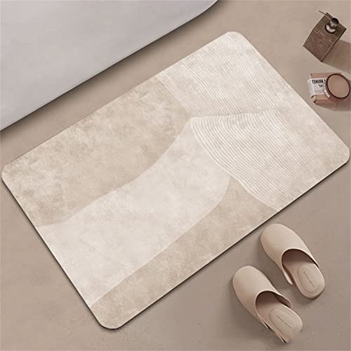 Aoojlo Badematte rutschfest 40x60cm, Badteppich Beige Badvorleger Schnelltrocknend Saugfähige Waschbar Duschvorleger, Badezimmerteppich Bath Mat Home Deko für Badewanne, Dusche, Badezimmer von Aoojlo