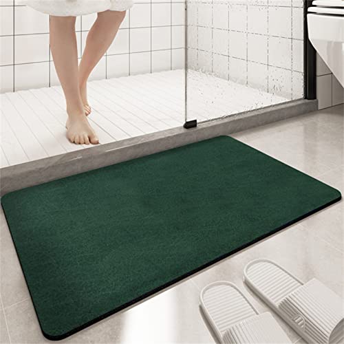 Aoojlo Badematte rutschfest 50x80cm, Badteppich Dunkelgrün Badvorleger Schnelltrocknend Saugfähige Waschbar Duschvorleger, Badezimmerteppich Bath Mat Home Deko für Badewanne, Dusche, Badezimmer von Aoojlo