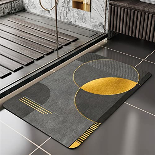 Aoojlo Badematte rutschfest 50x80cm, Badteppich Gelb Badvorleger Schnelltrocknend Saugfähige Waschbar Duschvorleger, Badezimmerteppich Bath Mat Home Deko für Badewanne, Dusche, Badezimmer von Aoojlo