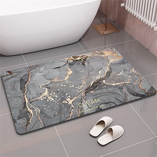 Aoojlo Badematte rutschfest 60x100cm, Badteppich Marmor Badvorleger Schnelltrocknend Saugfähige Waschbar Duschvorleger, Badezimmerteppich Bath Mat Home Deko für Badewanne, Dusche, Badezimmer von Aoojlo