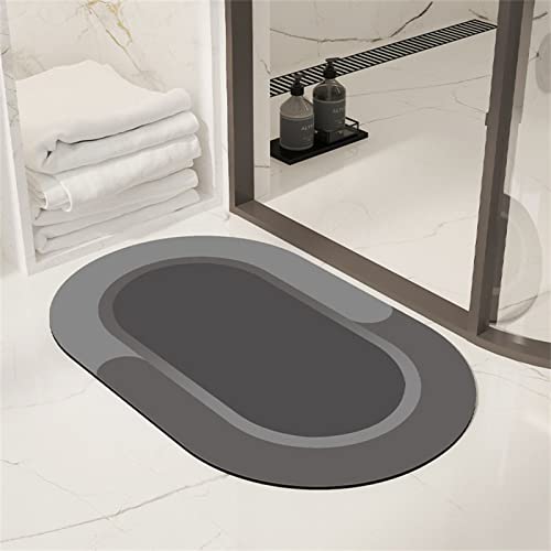 Aoojlo Badematte rutschfest 60x90cm, Badteppich Oval Badvorleger Schnelltrocknend Saugfähige Waschbar Duschvorleger, Badezimmerteppich Bath Mat Home Deko für Badewanne, Dusche, Badezimmer von Aoojlo