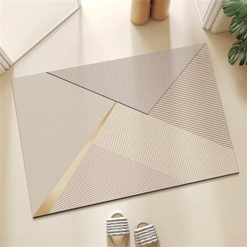 Aoojlo Badezimmerteppich 60x90cm Badematte rutschfest Super Absorbierende Badvorleger Badteppich SaugfäHig Badvorleger Schnelltrocknende Stone Bath Mat, Teppich Linien Badezimmermatte Duschvorleger von Aoojlo