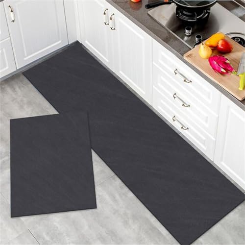 Aoojlo KüChenläUfer KüChenmatte 60x160cm, KüChenteppich Waschbar rutschfest, Teppich LäUfer Flur FußMatte Badematten, Wasser öL Aufnehmen Teppich KüChe Set für KüChe Wohnzimmer, Badezimmer Dark von Aoojlo