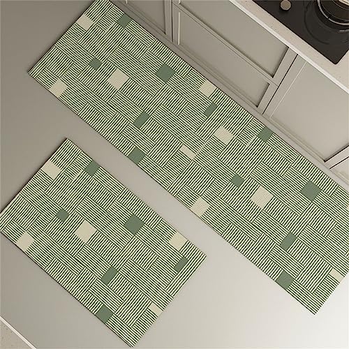 Aoojlo KüChenteppich, KüChenläUfer, Teppich LäUfer KüChe, KüChenläUfer KüChenteppich Waschbar rutschfest, KüChen Teppiche, TeppichläUfer, KüChenteppiche, Kitchen Mat, KüChenmatte Grün, 60x180cm von Aoojlo