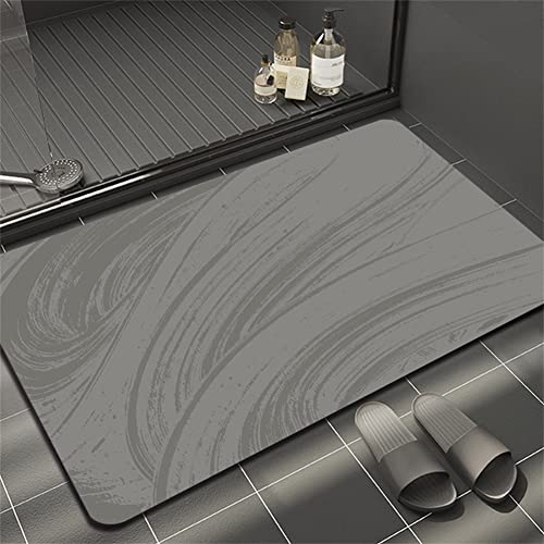 Badematte, Badteppich, 60x100cm Badezimmerteppich, Badvorleger, Duschvorleger, Fußmatte Dusche, Bath Mat, Softmath Badematte, Fussmatte Dusche, Bathroom Mat, Duschvorleger rutschfest Graue Linien von Aoojlo