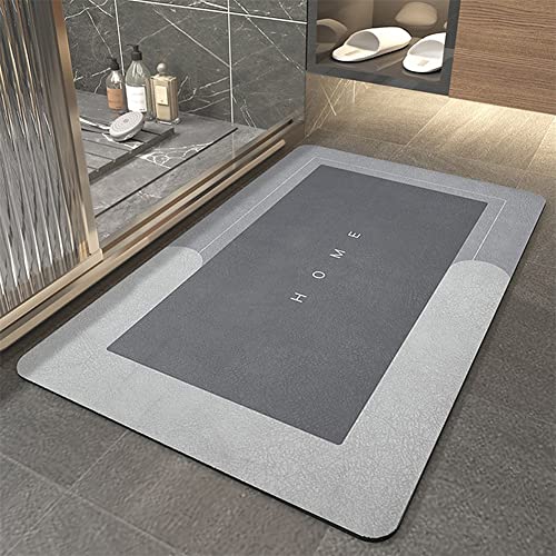 Badematte Rutschfester Badezimmerteppich Absorbierende Badteppich, 60x100cm Badezimmer Teppich, Schnell Trocknend Fussmatte, Bath Mats, Bodenmatte Saugfähig Badvorleger, Fußmatte Dusche Graues Quadrat von Aoojlo