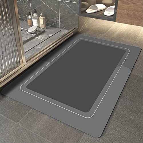 Badematte Rutschfester Badezimmerteppich Absorbierende Badteppich, 60x100cm Badezimmer Teppich, Schnell Trocknend Fussmatte, Bath Mats, Bodenmatte Saugfähig Badvorleger, Fußmatte Dusche Graues Quadrat von Aoojlo