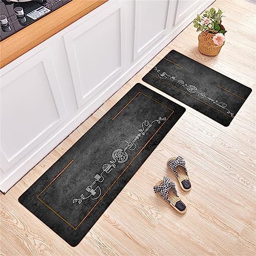 KüChenteppich, KüChenläUfer, Teppich LäUfer KüChe, KüChenläUfer KüChenteppich Waschbar Rutschfest, KüChen Teppiche, TeppichläUfer, KüChenteppiche, Kitchen Mat, KüChenmatte Anthrazit, 40x60cm+40x160cm von Aoojlo