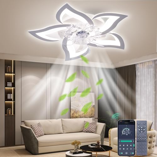 Aoomoon Deckenventilator mit Beleuchtung, Modern LED Dimmbar Deckenleuchte mit Ventilator und Fernbedienung Leise, Kreativer 5 Lichter Design Lampe mit Ventilator (69CM) von Aoomoon