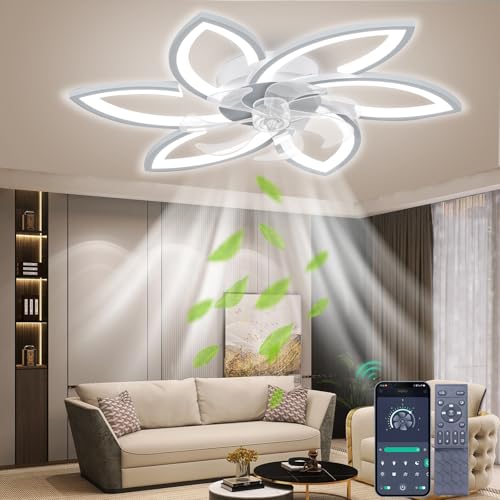 Aoomoon Deckenventilator mit Beleuchtung, Modern LED Dimmbar Deckenleuchte mit Ventilator und Fernbedienung Leise, Kreativer 5 Lichter Design Lampe mit Ventilator (78CM) von Aoomoon