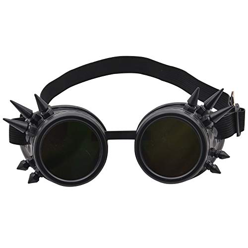 aoory Goggles Rivet Steampunk Victoria Goggle Retro Gothic Double Layer Sonnenbrille für Herren Damen Schwarz von Aoory