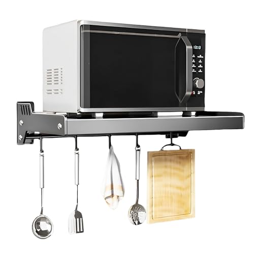 Aopimosd Mikrowellen-Ofenregal, Wandregal, Herd-Halter, Edelstahl, elektrisches Ofenregal, Topf, Pfannenregal mit verschiebbaren Haken für kleine Küche und Badezimmer, Aufbewahrung von Gewürzen Aopimosd Mikrowellen-Ofenregal, Wandregal, Herd-Halter, Edelstahl, elektrisches Ofenregal, Topf, Pfannenregal mit verschiebbaren Haken für kleine Küche und Badezimmer, Aufbewahrung von Gewürzen von Aopimosd