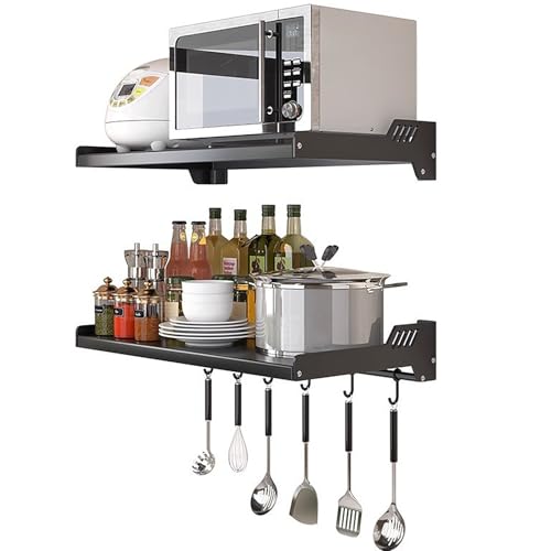 Aopimosd Mikrowellen-Ofenregal, Wandregal, Herdhalter, Edelstahl, elektrisches Ofenregal, Topf, Pfannenregal mit verschiebbaren Haken, für kleine Küche und Badezimmer, Aufbewahrung von Gewürzen Aopimosd Mikrowellen-Ofenregal, Wandregal, Herdhalter, Edelstahl, elektrisches Ofenregal, Topf, Pfannenregal mit verschiebbaren Haken, für kleine Küche und Badezimmer, Aufbewahrung von Gewürzen von Aopimosd