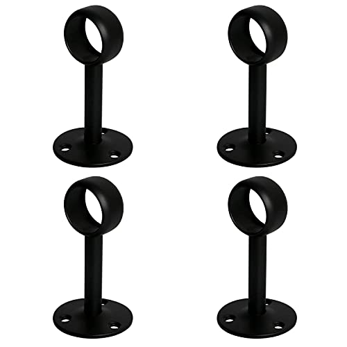 Aopin 4 Stück Rohrlochdurchmesser 19 mm (3/4 Zoll), Edelstahl mattschwarz Flanschstange Halterung Vorhang Duschvorhangstange Deckenhalterung von Aopin