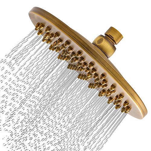 Aopoy Antike GebüRstetes Messing Duschkopf Regendusche Runde 8 Zoll Kopfbrause Regendusche Mit Filter Geeignet Badezimmer Einfache Einbau Mit Drehbarem G1/2 Kugelstecker Bronze Retro-Stil von Aopoy