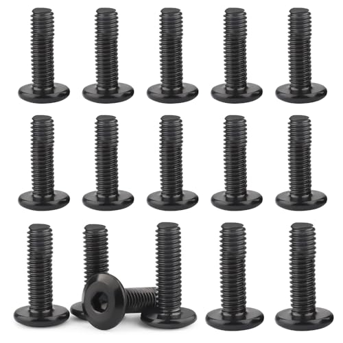 Aoreun 40 Stück M6x8mm Flachkopf Innensechskantschrauben, Linsenschraube 304 Edelstahl Schwarzes Oxid Halbrundkopfschraube Selbstschneidende Schraube Flachkopfschrauben linsenkopfschrauben m6 von Aoreun