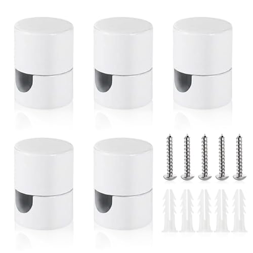 Aoreun 5 Stück Aluminium Wand- und Deckenpins für Textilkabel, Zweiteilige Wand- und Deckenpins Weiß mit Schrauben und Dübeln,Deckenpins mit sichtbarer Kabelanpassung Aufputz-Kabelhalter für Lampe DIY von Aoreun