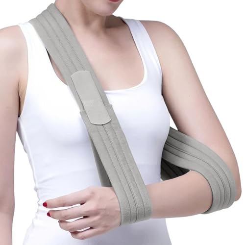 Aoreun Armschlinge, Schulter Einstellbar Arm Schulterschlinge 160cm,Leicht Komfortabel Armschlaufe,Armschlinge Schulter, Medizinische Armschlaufe für gebrochenes Handgelenk, ausgerenkte Schulter-Grau von Aoreun