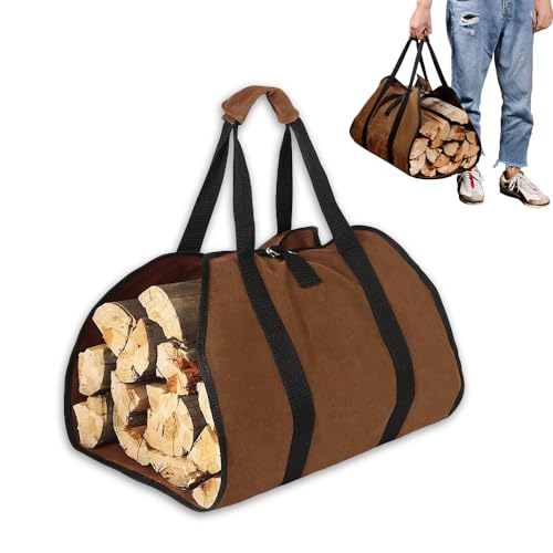 Aoreun Kaminholzträger Holzkorb, Kaminholz aufbewahrung Holzträger mit Griffen Tragbar Brennholz-Tragetasche Kaminholztasche wasserdicht für Drinnen und Draußen, Lagerfeuer, Camping (98 x 46 cm) von Aoreun