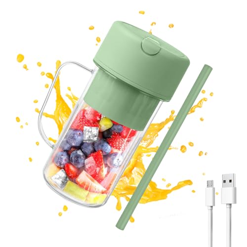 Aoreun Tragbarer Mixer, 500ml Mixer Smoothie Maker Mini Standmixer USB mit 6 Klingen für Smoothies und Shakes Mixer Shaker Slushy Make Wasserdichter für Sport,Reisen und Küche - Grün von Aoreun